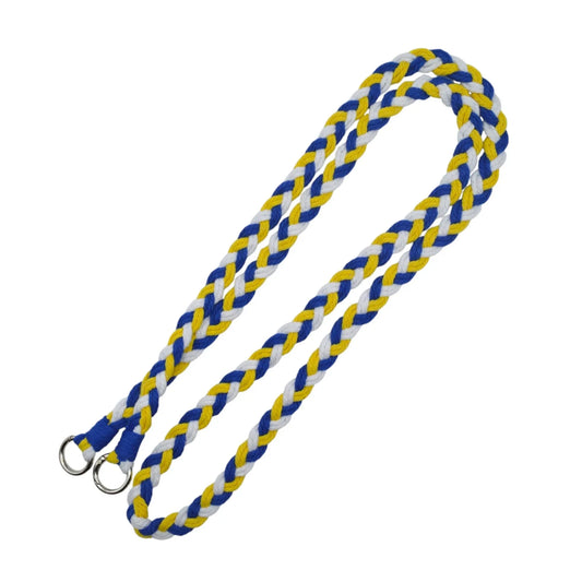 Siacase geflochtenes Handyband in Blau, Gelb und Weiß mit stabilen Metallringen für Smartphone-Hüllen