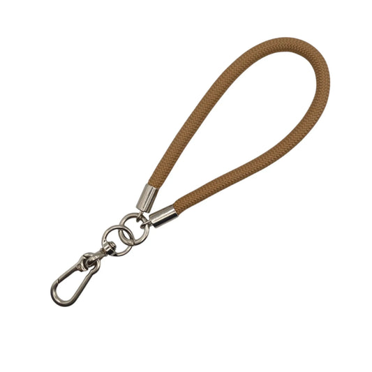 Siacase Handschlaufe in Beige aus geflochtenem Seil mit silbernem Karabiner für Mobiltelefone und Schlüssel