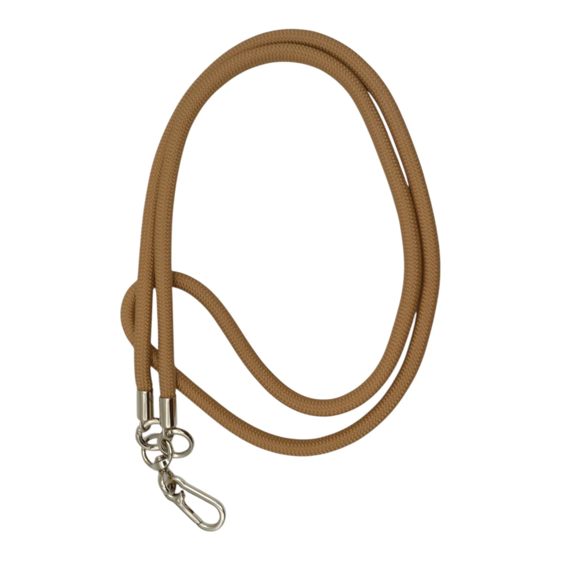 Siacase Umhängeband in Beige aus geflochtenem Material mit silbernen Metallkarabinern für Smartphone-Hüllen